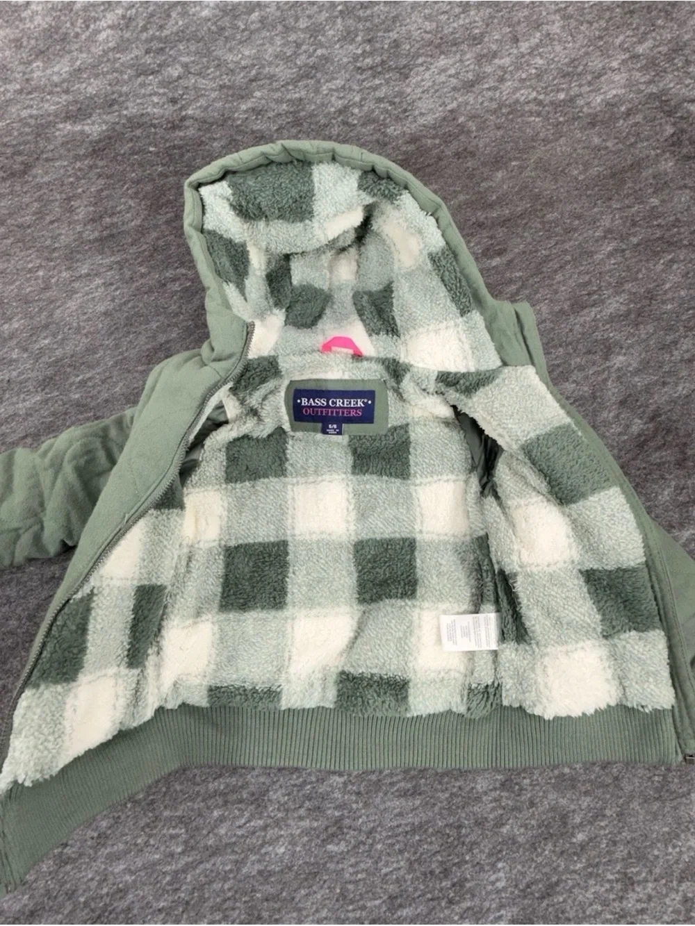 Bass Creek Outfitters Girls 5/6 Green Sherpa Lined Hooded Jacket NWT Snow Ski